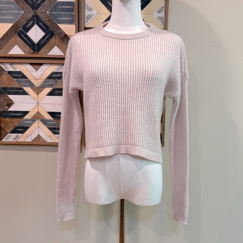 NakedCashmere Cropped Open Knit Sweater in Bone size Small